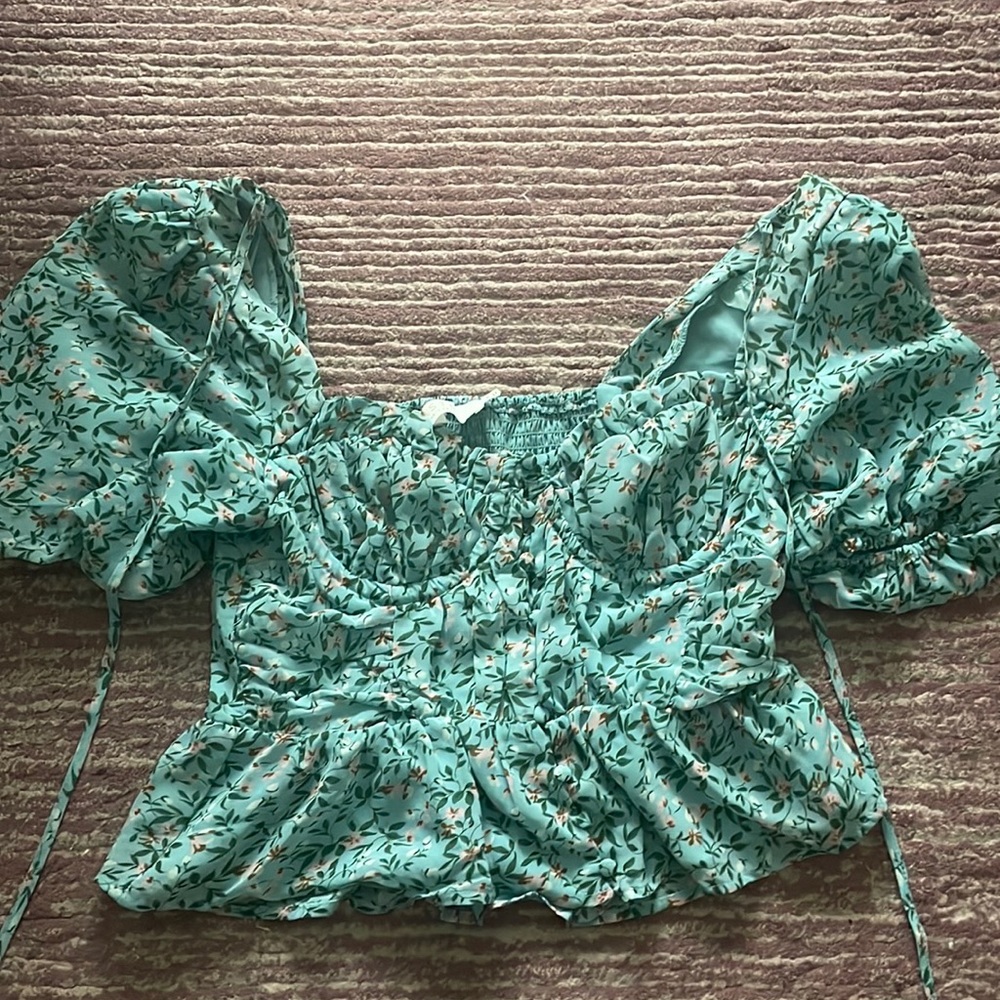 Light blue floral print shirt